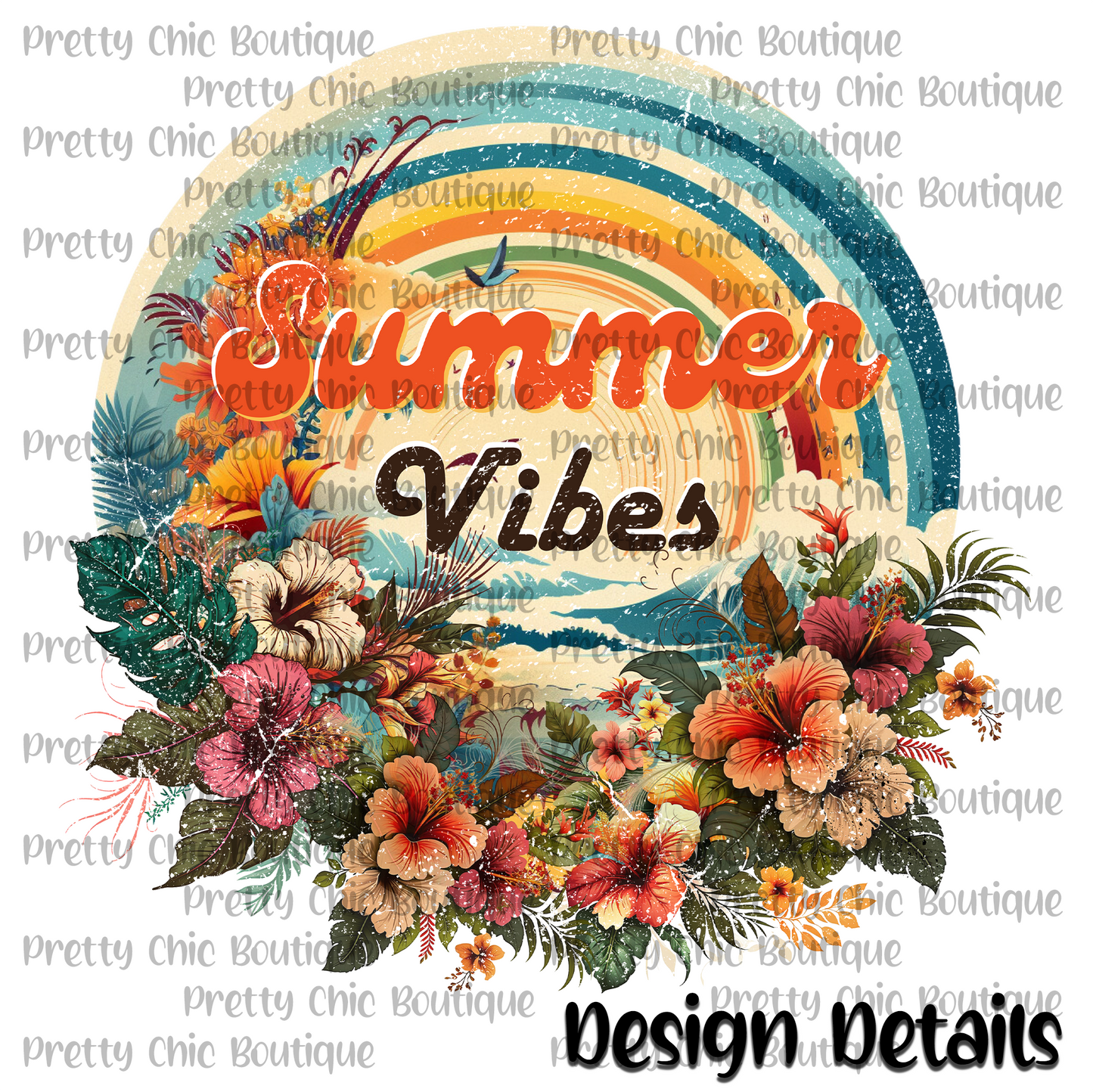 Summer Vibes Floral Bleached Fashion Tee