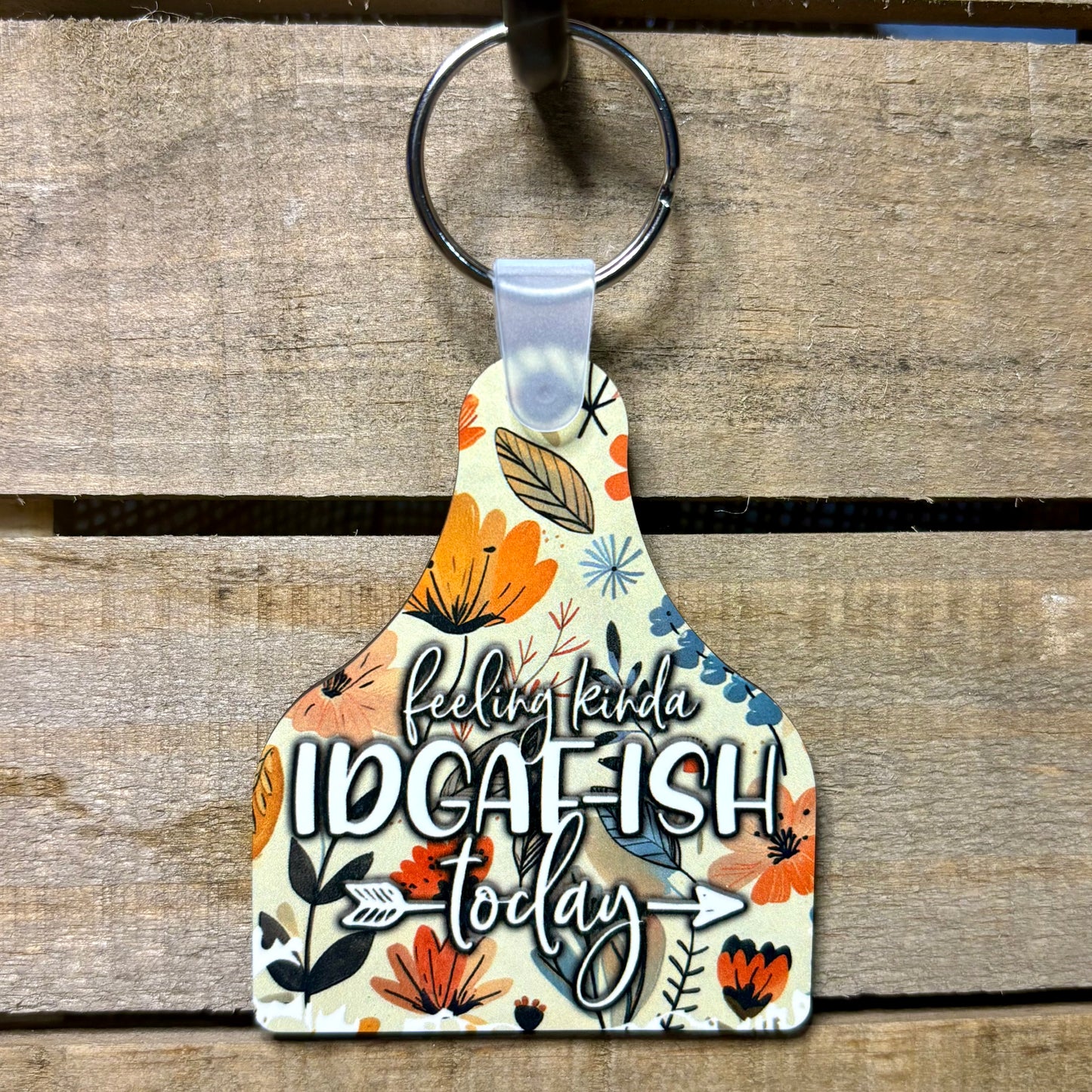 Feeling Kinda IDGAFish Today Cow Tag Keychain