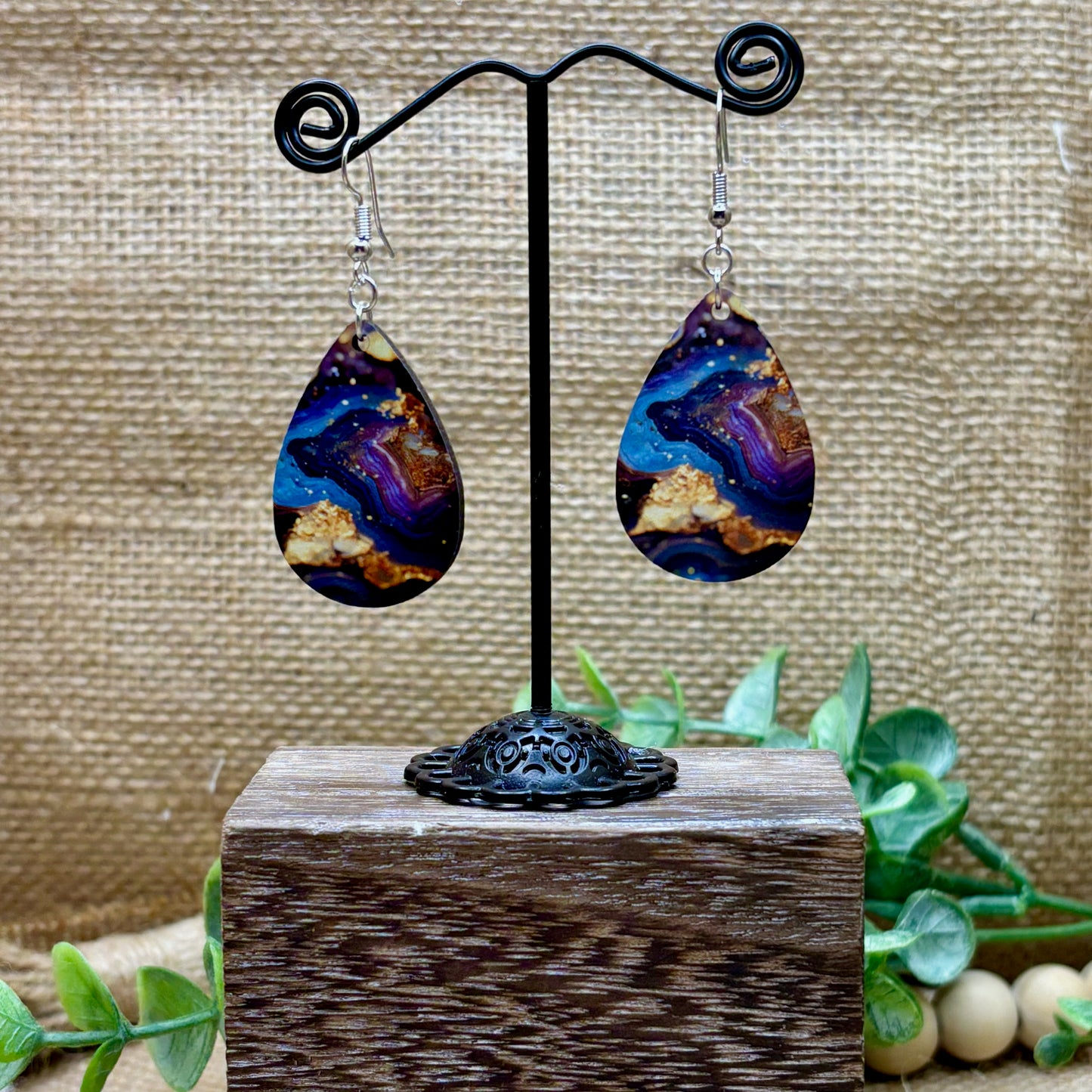 Marble & Glitter Teardrop Earrings 55