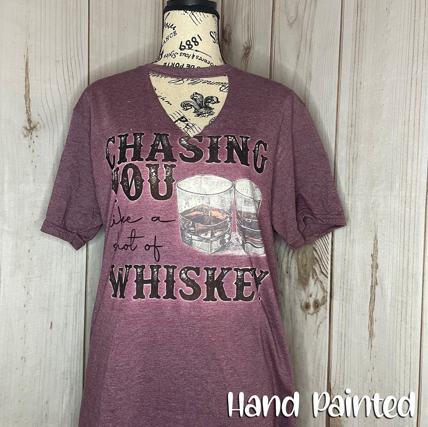 Chasing You Like a Shot of Whiskey Bleached Fashion Tee