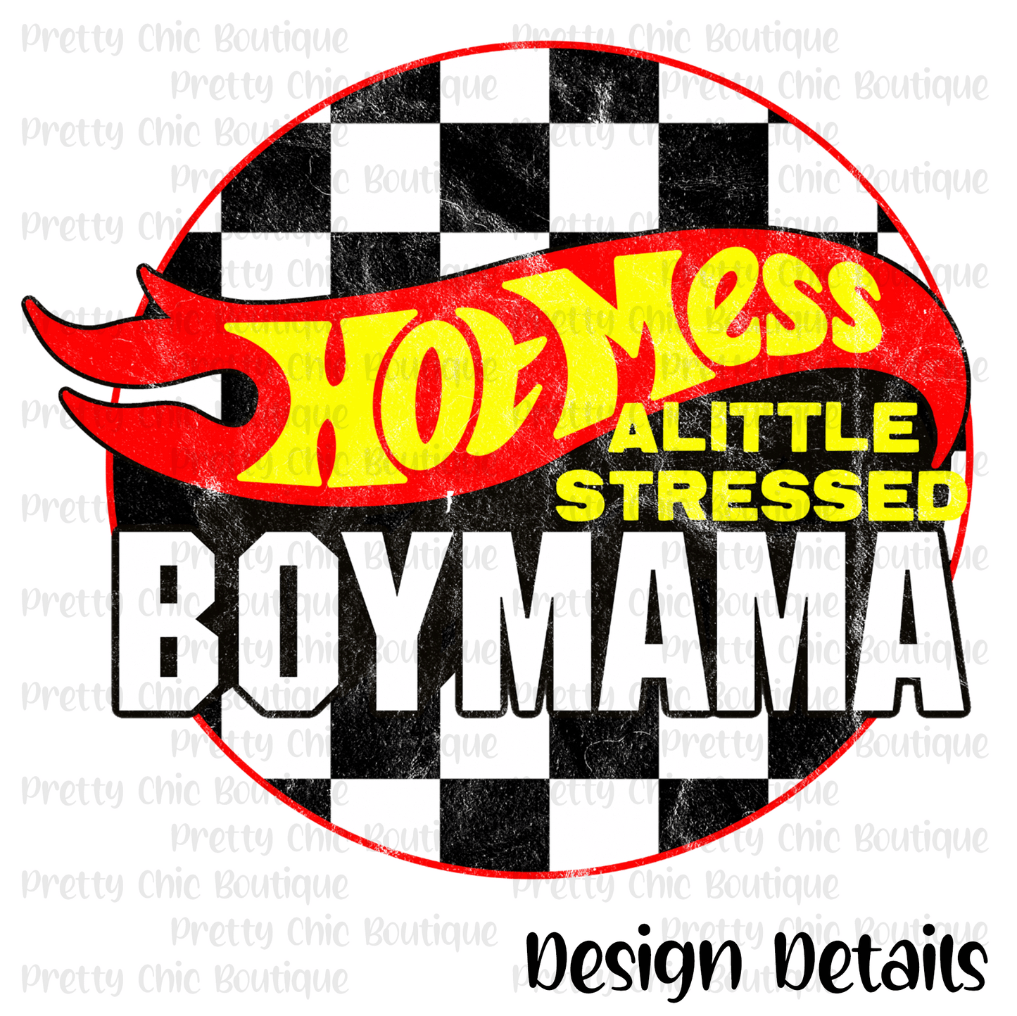 Hot Mess Little Stressed Boy Mama Bleached Fashion Tee