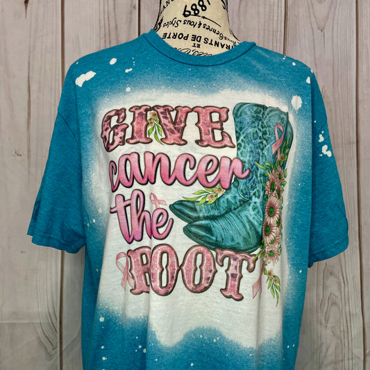 Give Cancer The Boot Bleached Fashion Tee