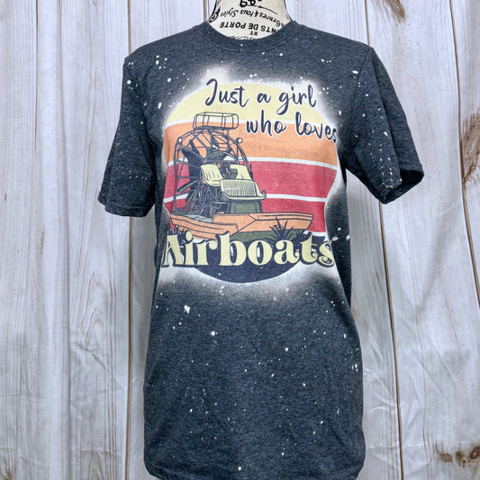 Just a Girl Who Loves Airboats Bleached Fashion Tee