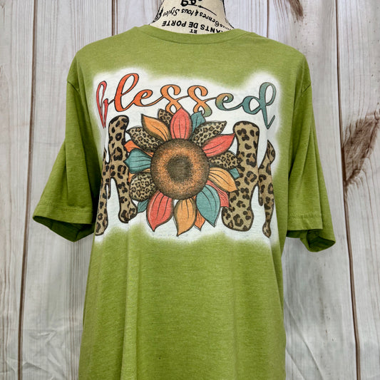 Blessed Mom Bleached Fashion Tee