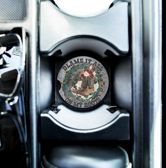 Blame It All On My Roots Ceramic Car Coaster