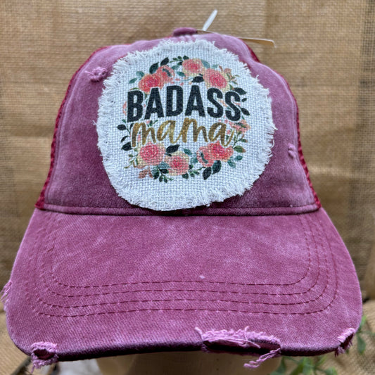 Badass Mama Trucker Distressed Patch Hat