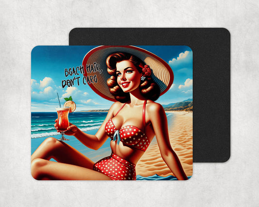 Beach Hair, Don't Care Vintage Mouse Pad