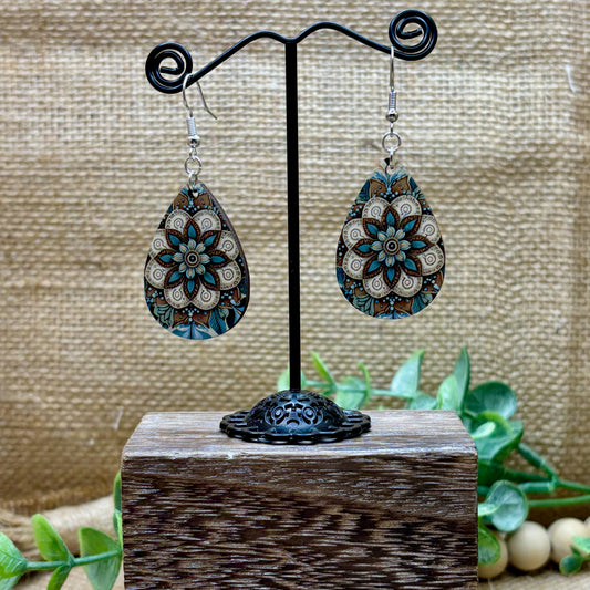 Boho Mandala Teardrop Earrings