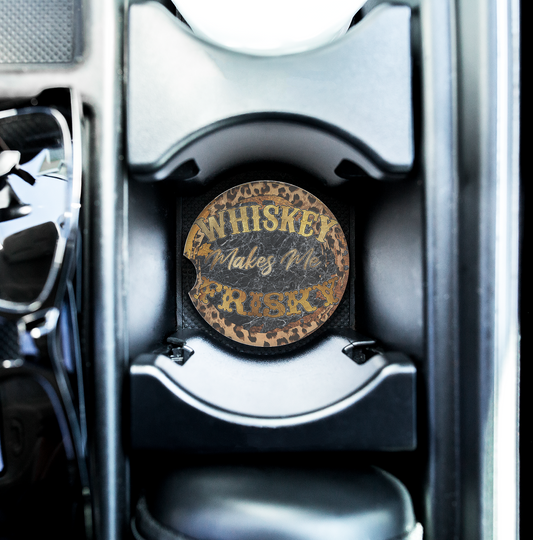 Whiskey Makes Me Frisky Ceramic Car Coaster