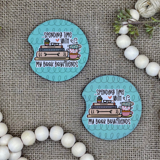 Spending Time With My Book Boyfriends Car Coaster 2-Pack