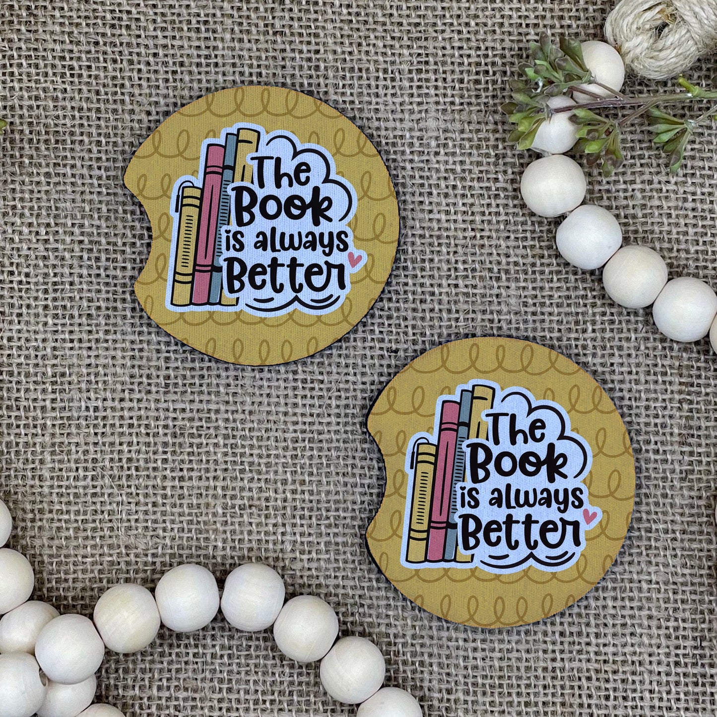 The Book Is Always Better Car Coaster 2-Pack