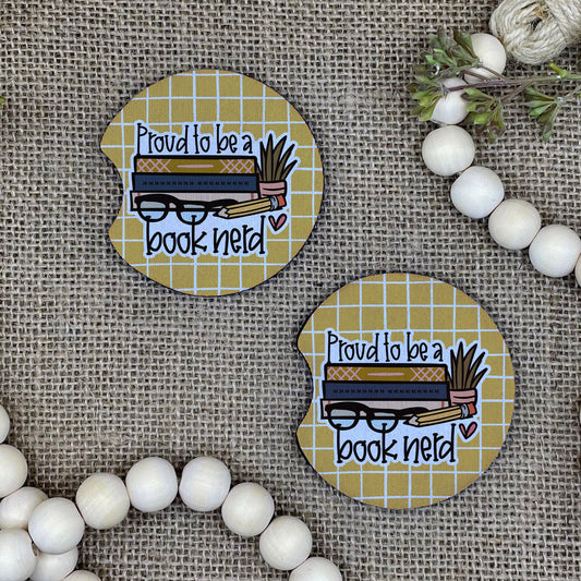 Proud To Be a Book Nerd Car Coaster 2-Pack