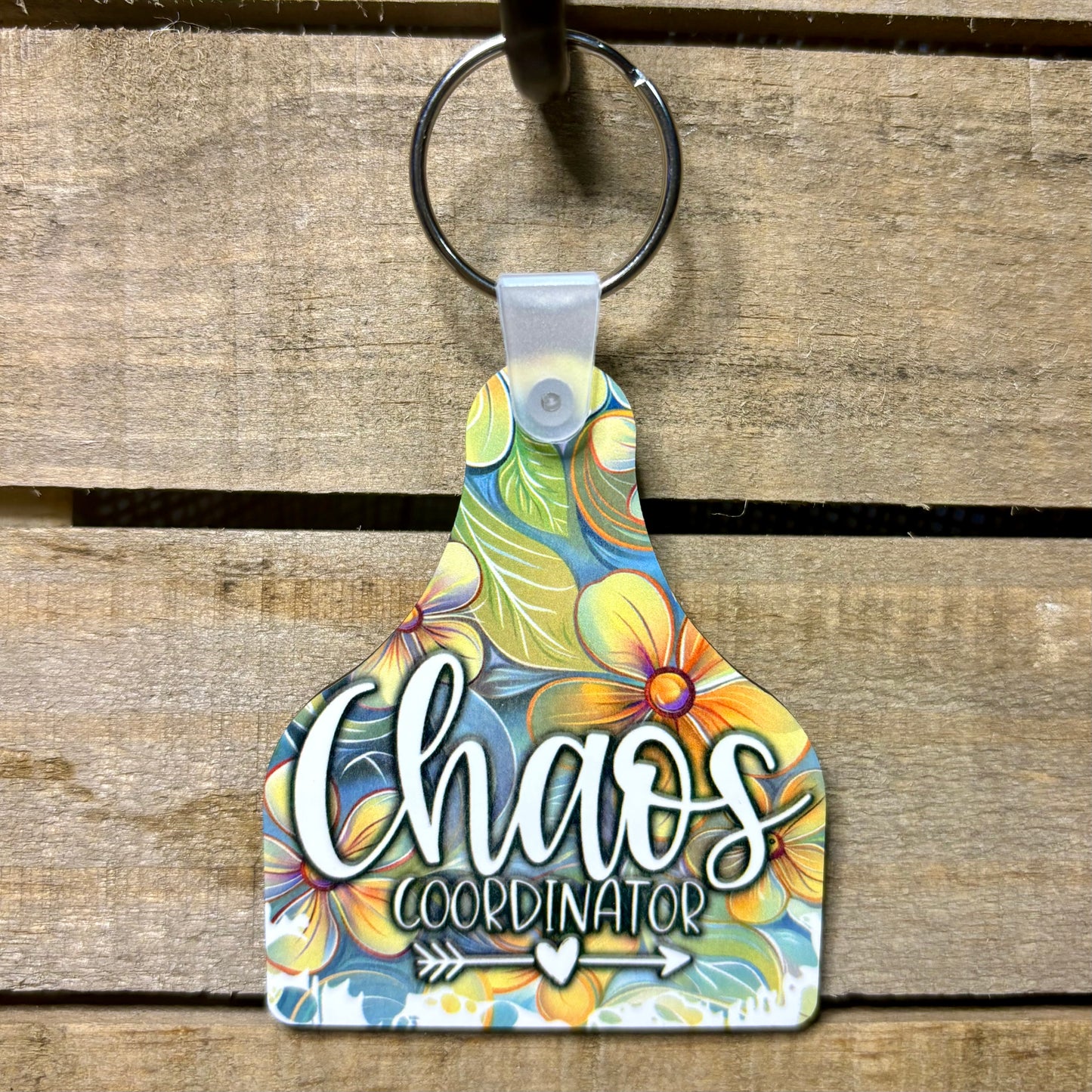 Chaos Coordinator Cow Tag Keychain