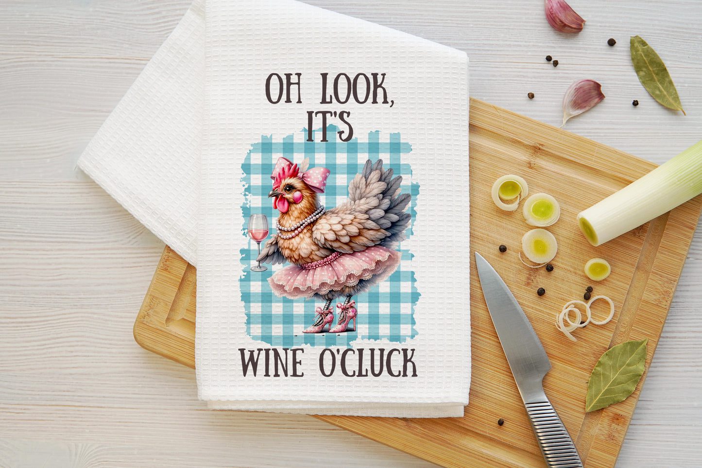 Oh Look, It's Wine O'Cluck Microfiber Kitchen Towel