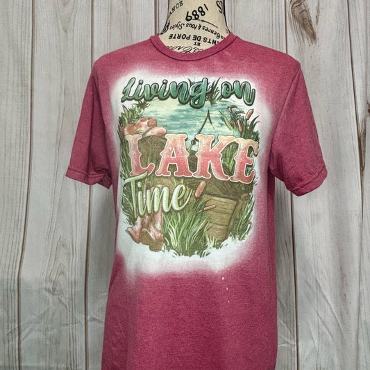 Living on Lake Time Bleached Fashion Tee