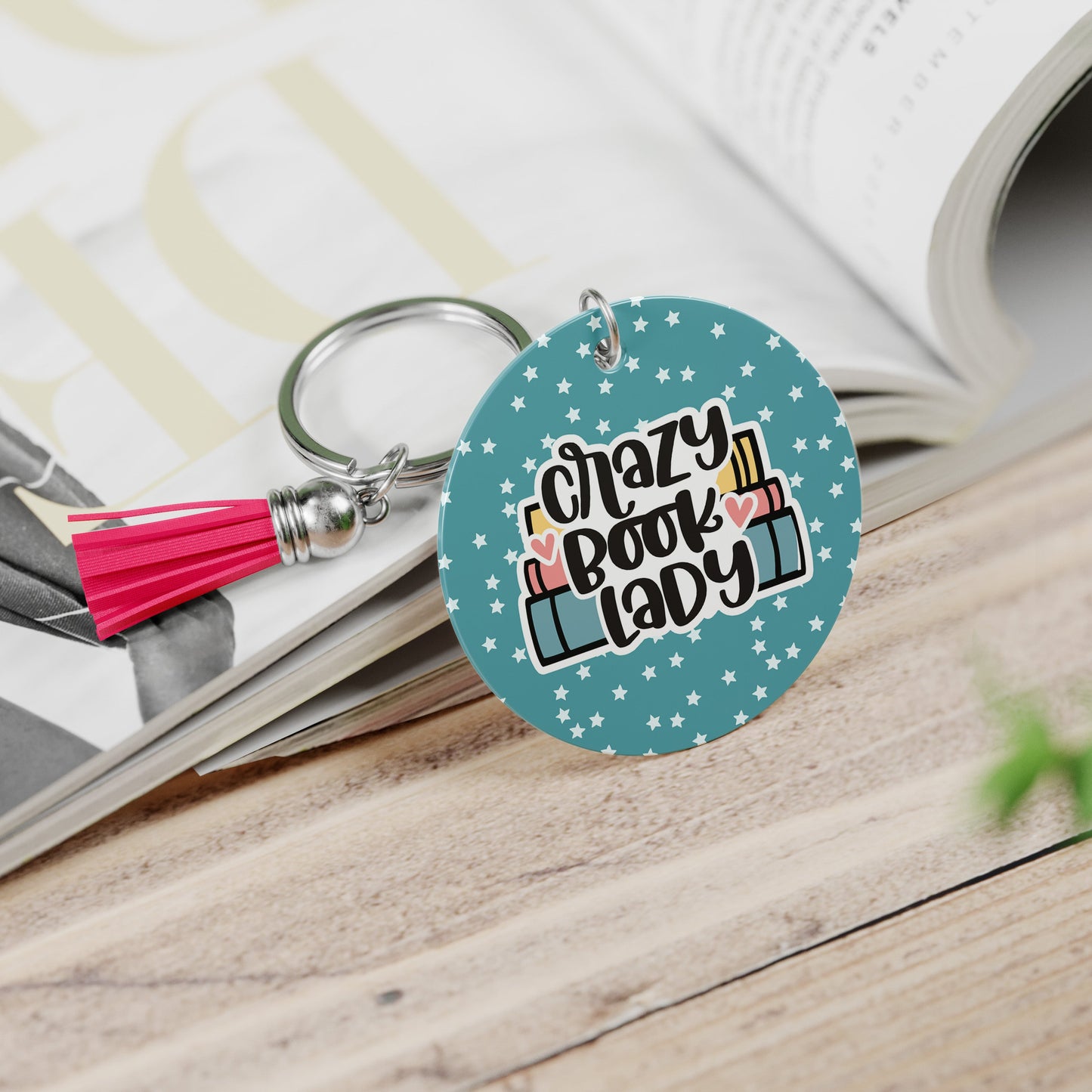 Crazy Book Lady Keychain