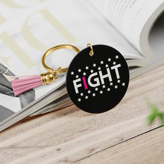 I Fight & Stars-Breast Cancer Keychain