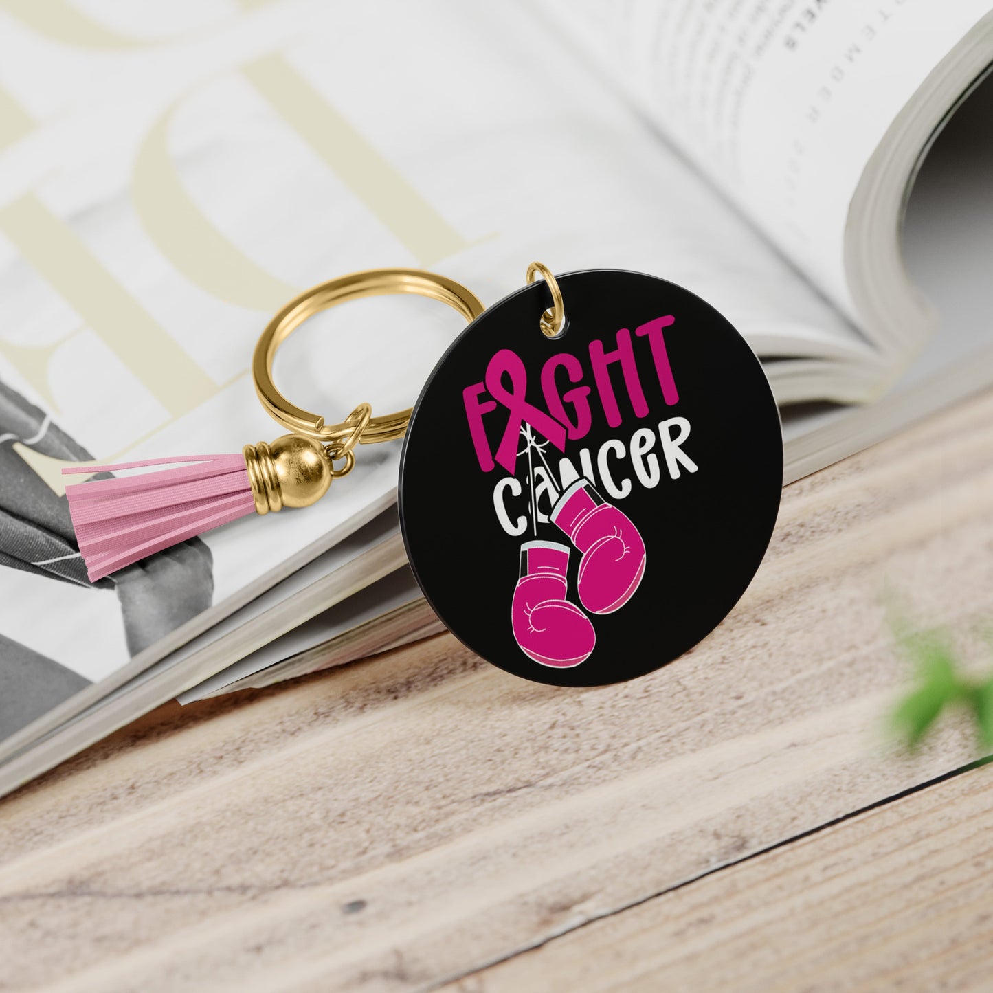 Fight Cancer Boxing Gloves-Breast Cancer Keychain