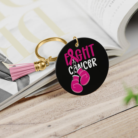 Fight Cancer Boxing Gloves-Breast Cancer Keychain