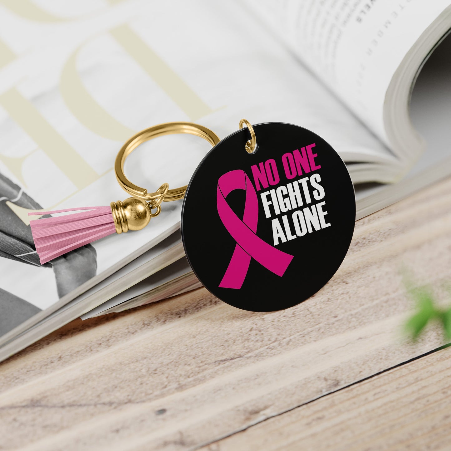 No One Fights Alone-Breast Cancer Keychain