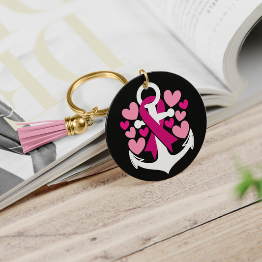 Anchor, Hearts & Ribbon-Breast Cancer Keychain