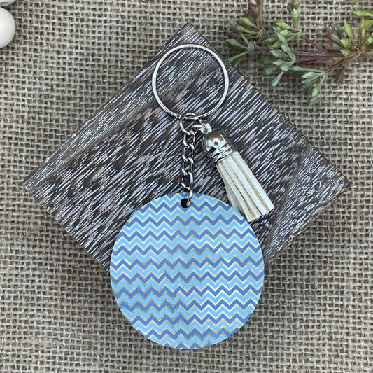 Blue & Gold Chevron Keychain