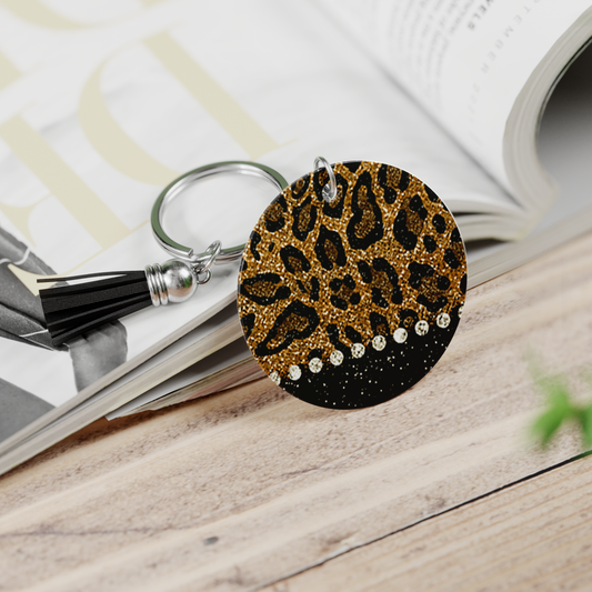 Leopard Print & Diamonds Keychain