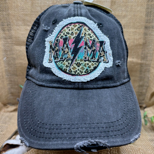 Mama Retro Rock Distressed Patch Hat