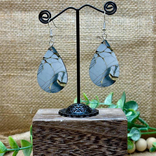 Marble & Glitter Teardrop Earrings 01