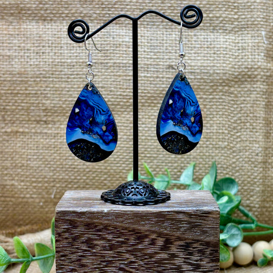 Marble & Glitter Teardrop Earrings 05