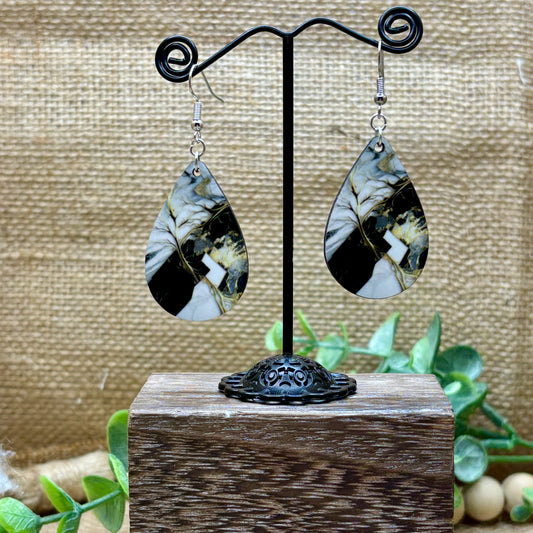 Marble & Glitter Teardrop Earrings 19