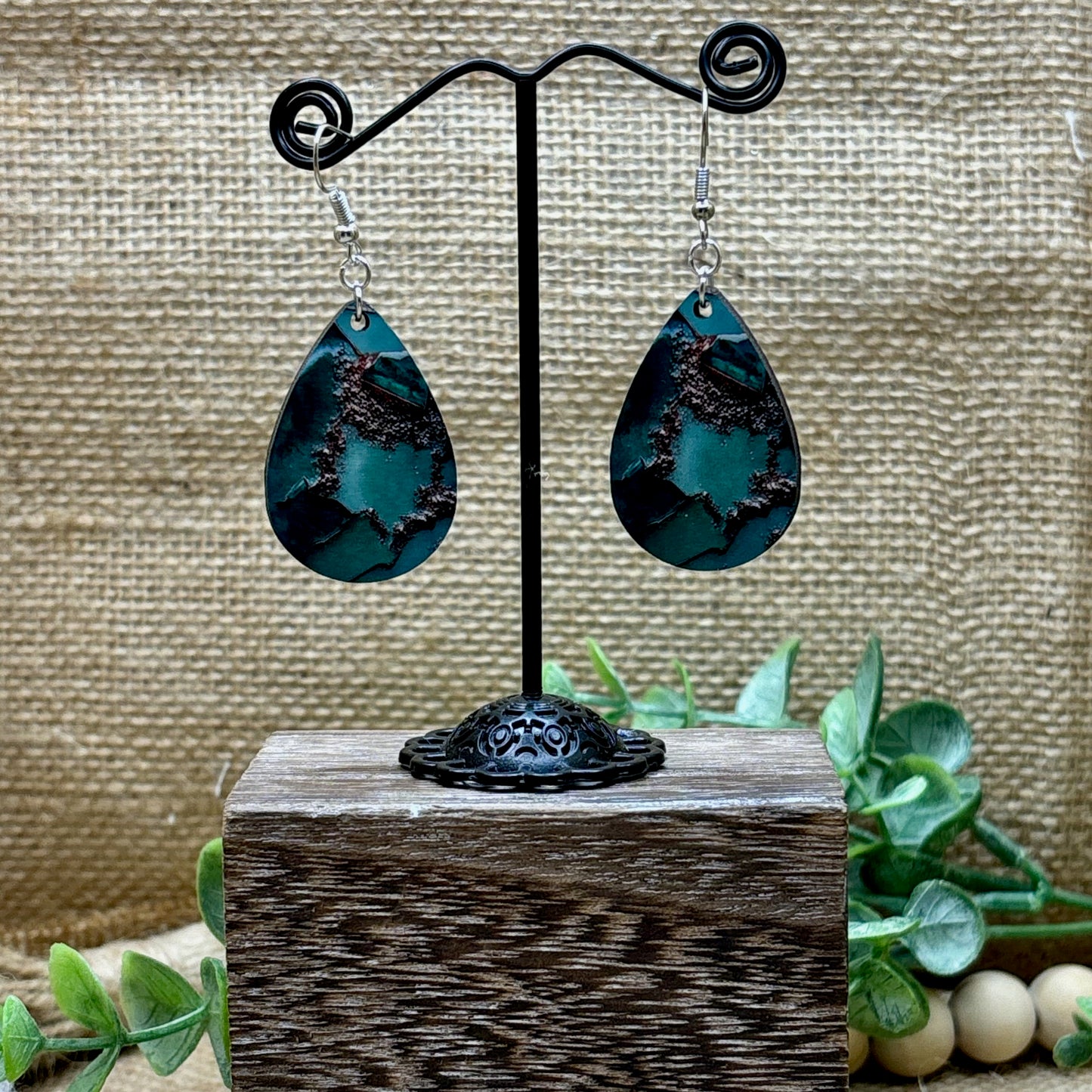 Marble & Glitter Teardrop Earrings 44