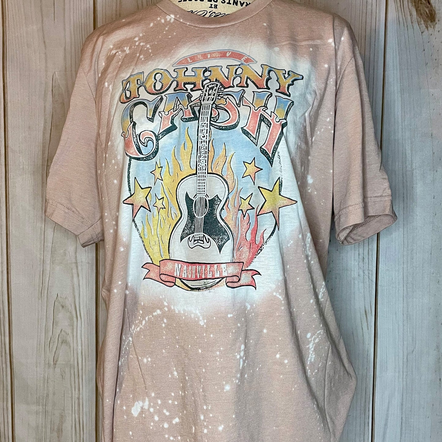 Country Music Concert Tee-Johnny Cash Bleached Fashion Tee