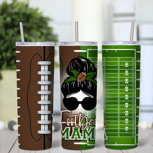 Football Mama Messy Bun 20oz Tumbler