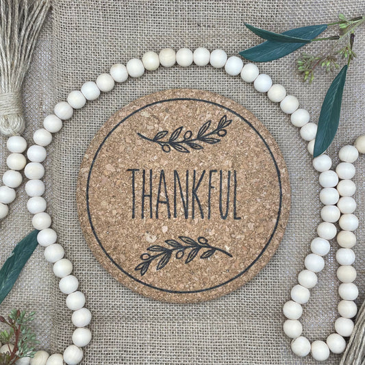 Cork Trivet - Thankful