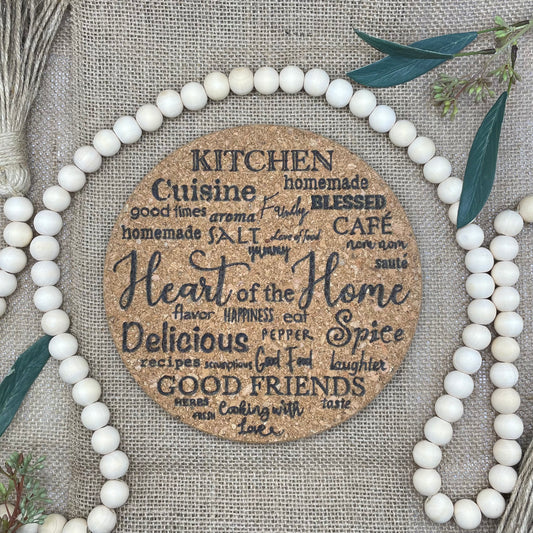 Cork Trivet - Kitchen Word Collage