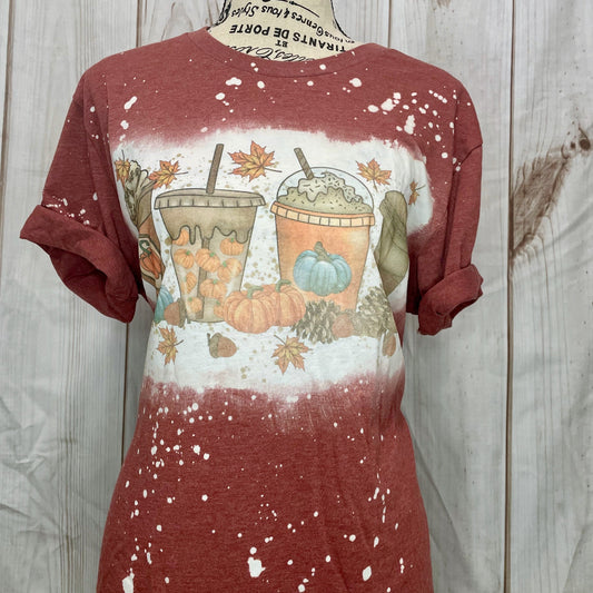 Autumn Coffee Bleached Fashion Tee