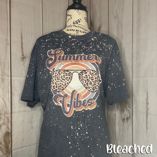 Summer Vibes Retro Bleached Fashion Tee